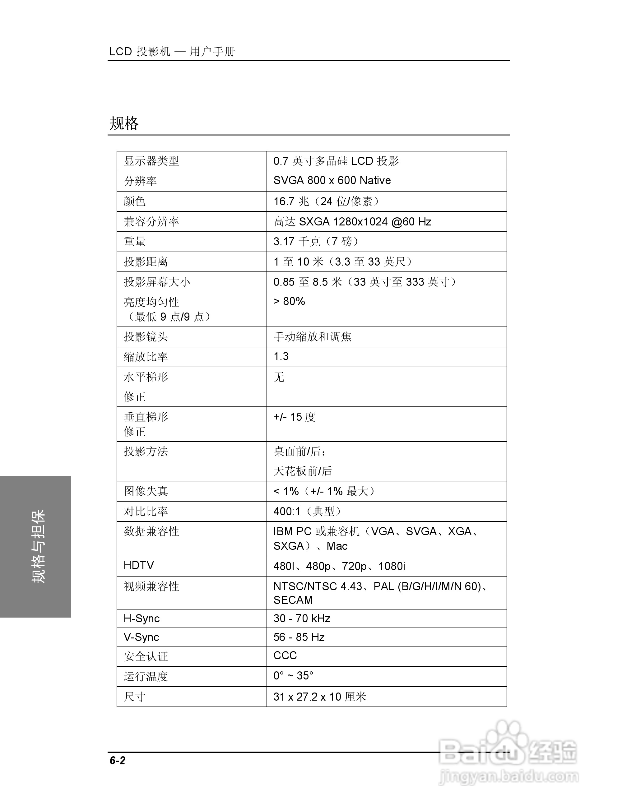联想投影机TD400使用说明书:[6]