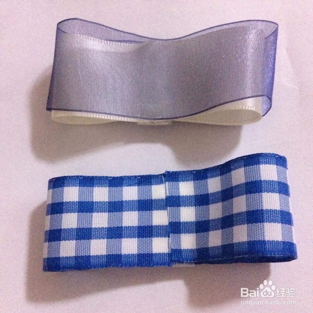 如何DIY制作小清新蓝格子复古手工发饰