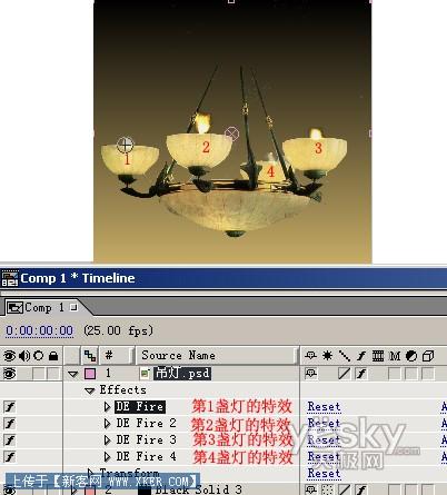 在AE中用DE Fire特效快速创建长明灯