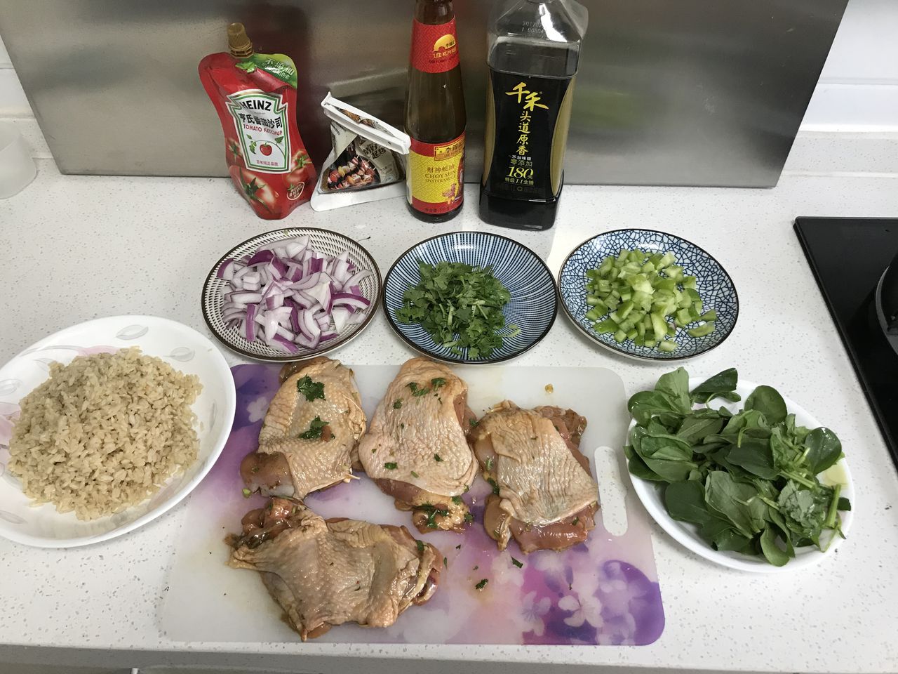 香煎鸡腿糙米饭,原来饭还可以做的这么美味!