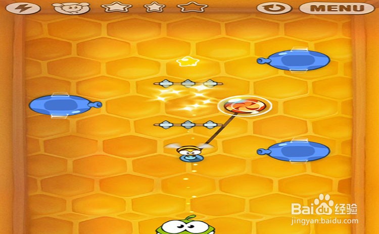 手机游戏割绳子level10-6三星攻略