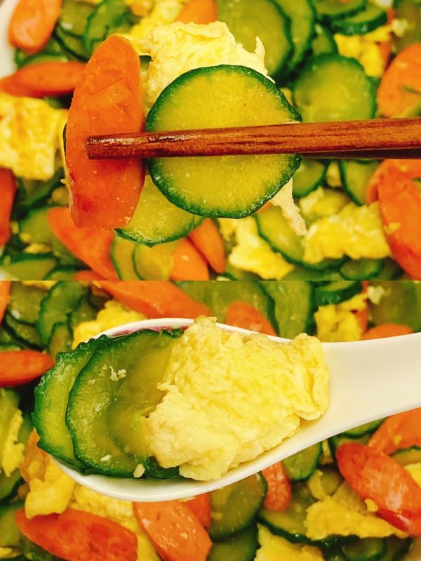 黄瓜火腿炒鸡蛋