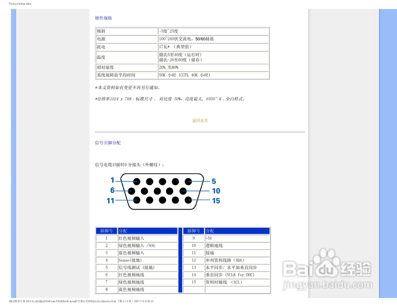 飞利浦150S8FB/93液晶显示器使用说明书:[4]