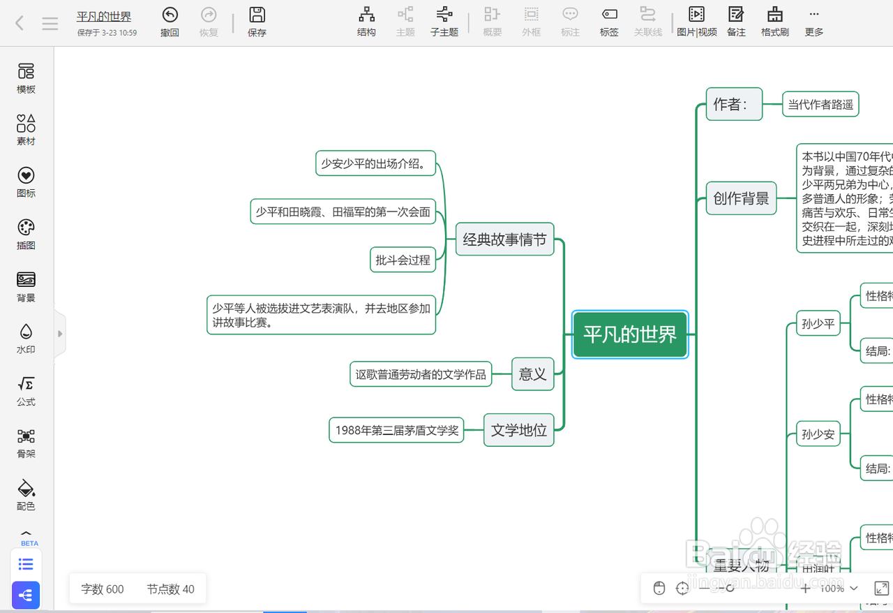 TreeMind树图怎么制作《平凡的世界》思维导图