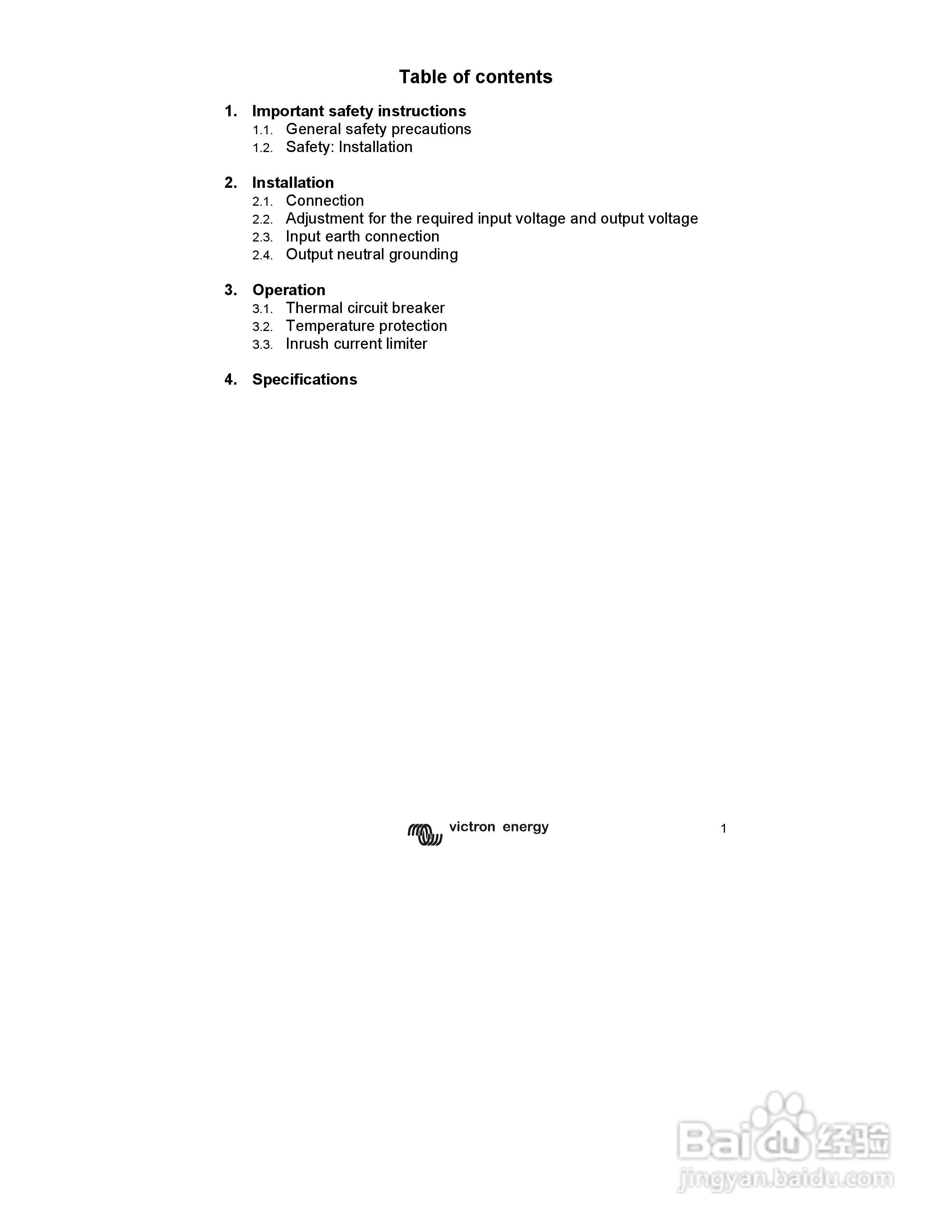 1800/3600,115/230V 隔离变压器用户手册:[1]