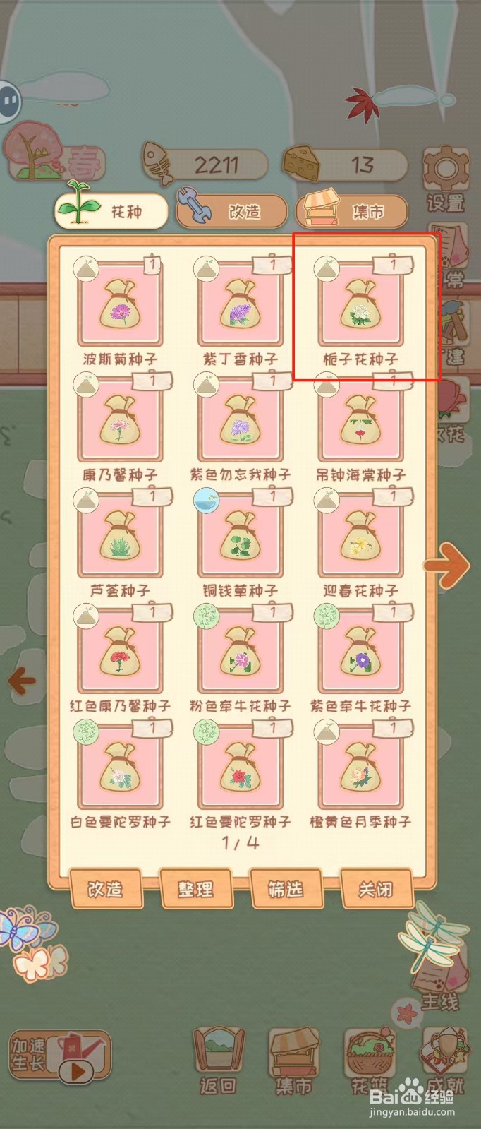 花店物语如何查看栀子花种子的适宜季节