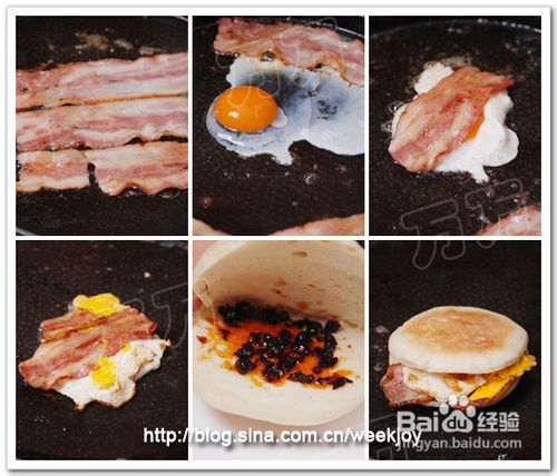 二人早餐【培根煎蛋夹馍】
