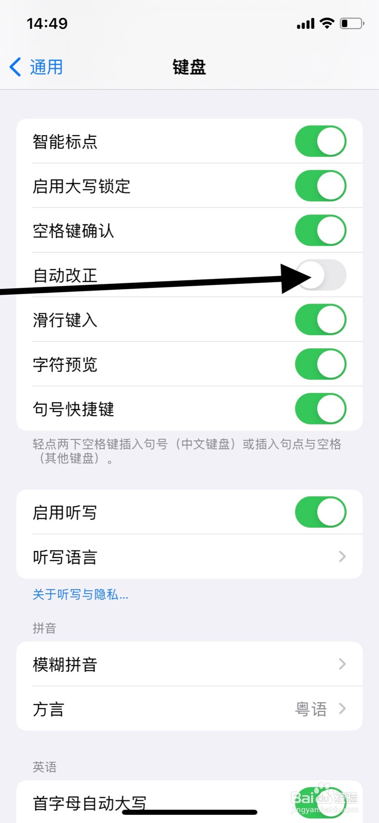 iPhone系统键盘怎样打开“自动改正”功能