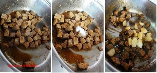 如何制作黑蒜子牛肉粒
