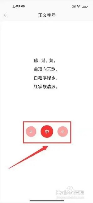今日阳山app如何设置正文字号