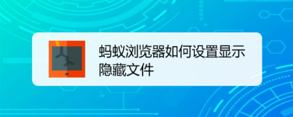 蚂蚁浏览器如何设置显示隐藏文件