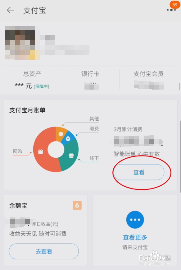淘宝查看支付宝月账单