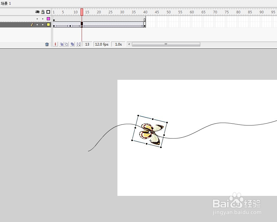 flash制作蝴蝶按照引导线进行飞翔的动画