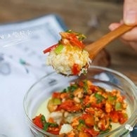 三文鱼蔬菜汁浇蛋羹