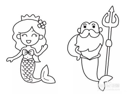 如何画出美人鱼和人鱼国王?