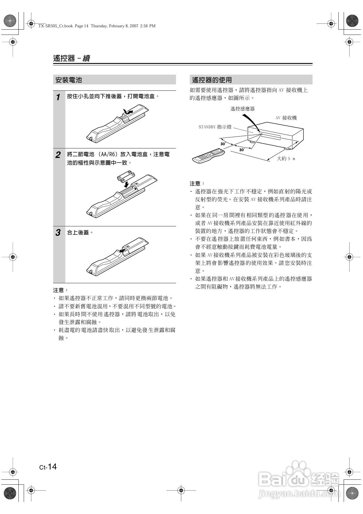 安桥TX-SR505型影音扩大机使用说明书:[1]