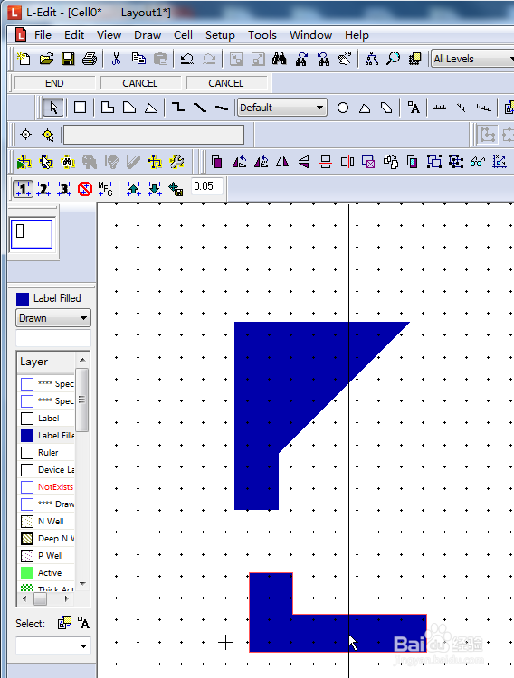 Tanner L-edit中图案的水平和竖直分割