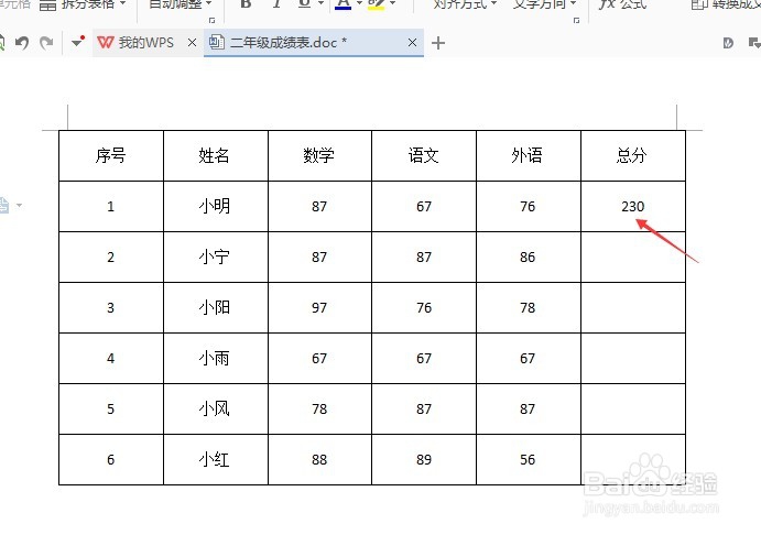 wpsword表格怎么求和