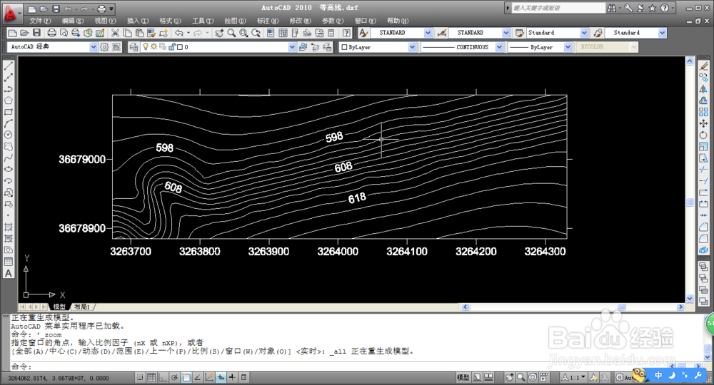 在surfer中绘制等高线图，并导入到CAD中