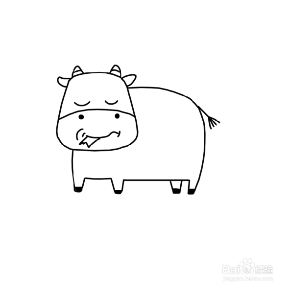 小牛吃草图片简笔画图片