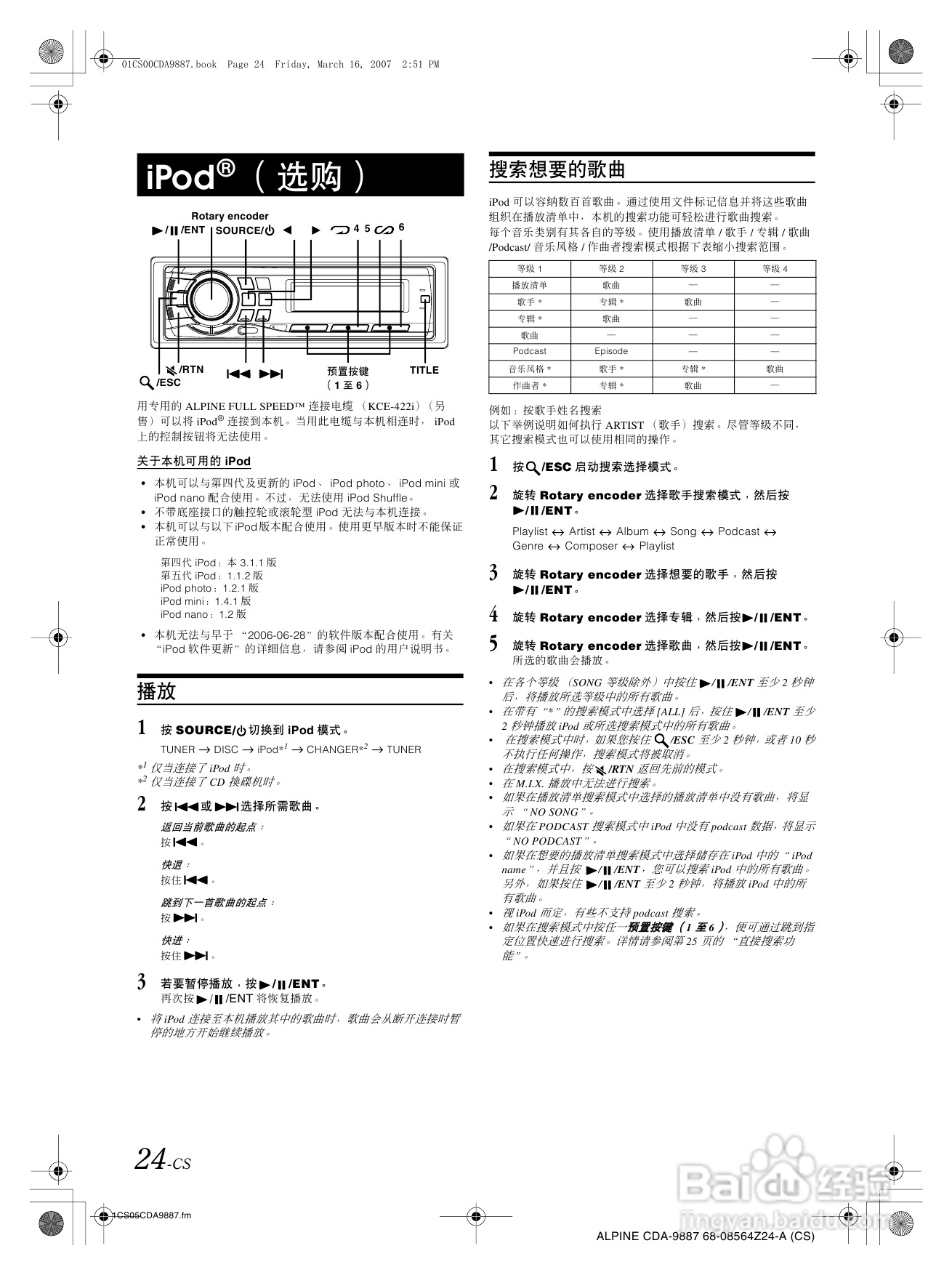 阿尔派CDA-9887型接收机说明书:[2]