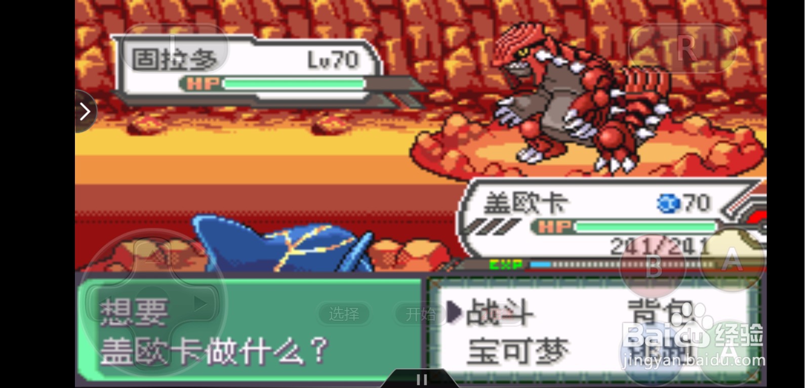 口袋妖怪究极绿宝石4.B固拉多的抓捕方法