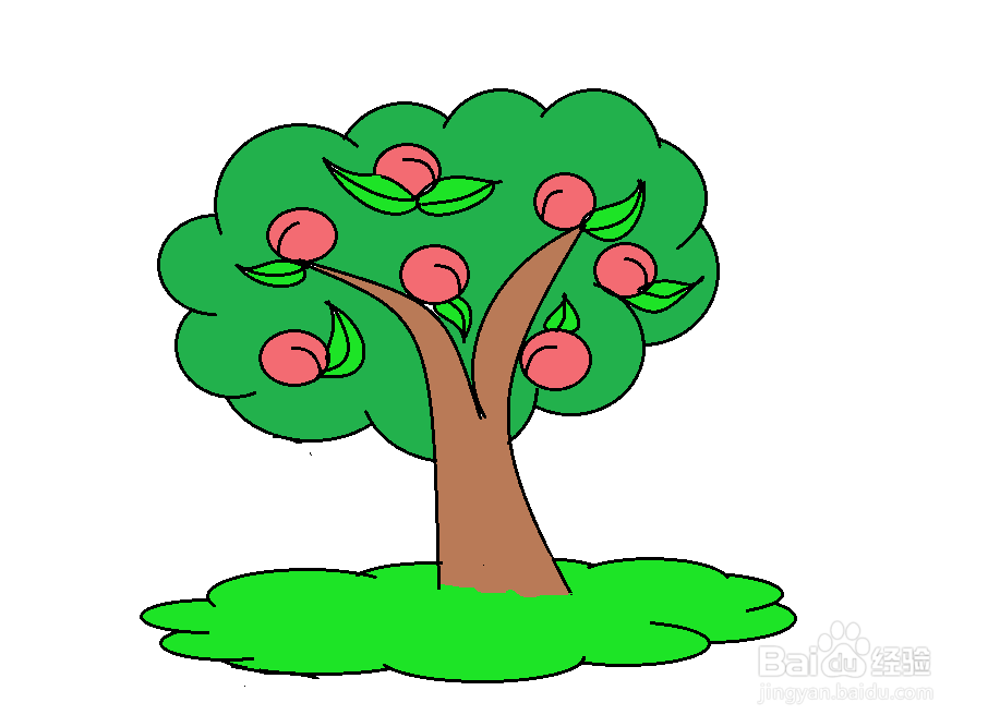蟠桃树怎么画图片