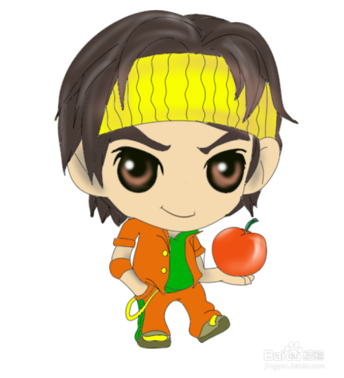 简笔画--q版拿苹果的少年画法