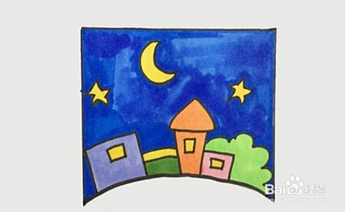 怎么画夜晚的小村庄?