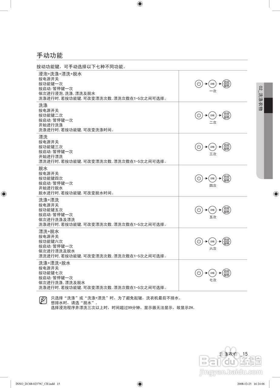 三星XQB60-T85全自动洗衣机使用说明书