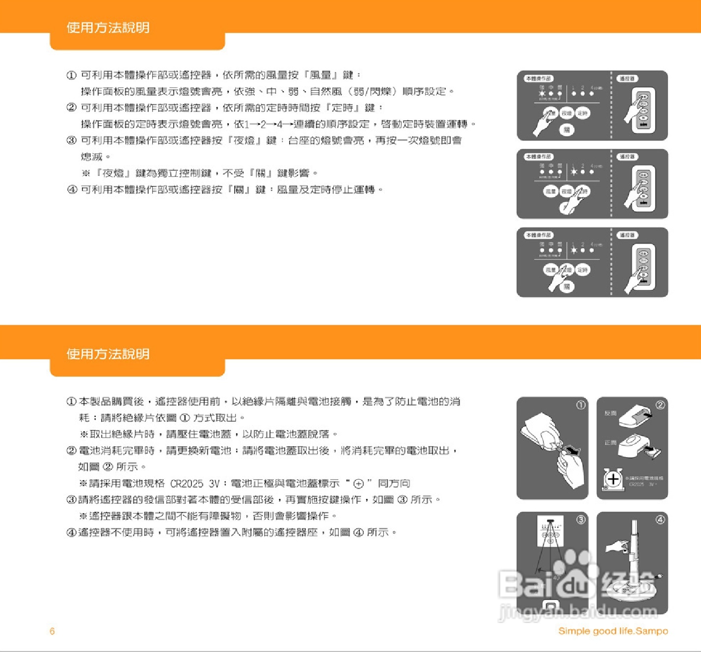 声宝SK-FH12R型遥控立扇说明书