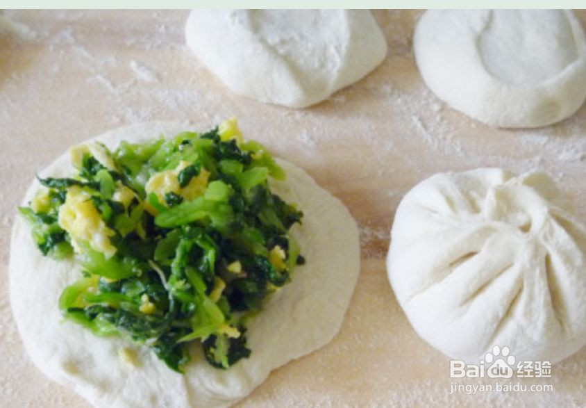 菠菜素包子的做法