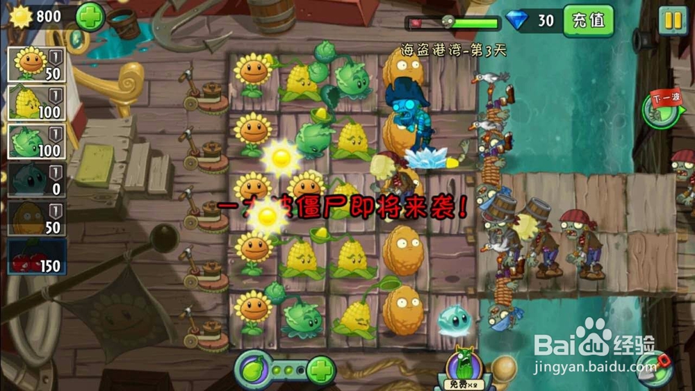 植物大战僵尸2:海盗港湾第3天怎么打僵尸