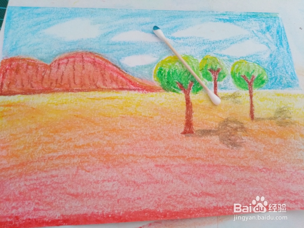 油画棒风景画之初秋田野