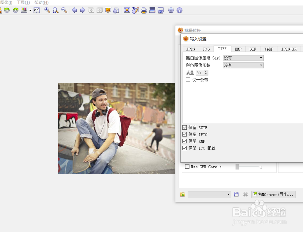 xnview如何设置TIFF被写入时的图像压缩率