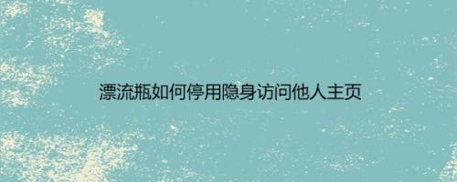 漂流瓶如何停用隐身访问他人主页