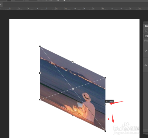 ps2019中怎样给图片添加斜切效果