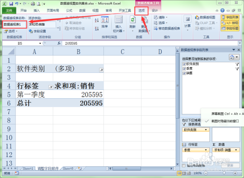 在Excel中如何重命名数据透视表