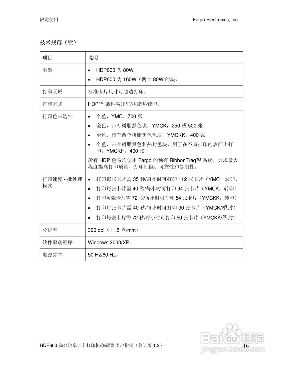 Fargo HDP600高分辨率证卡打印机用户指南:[2]