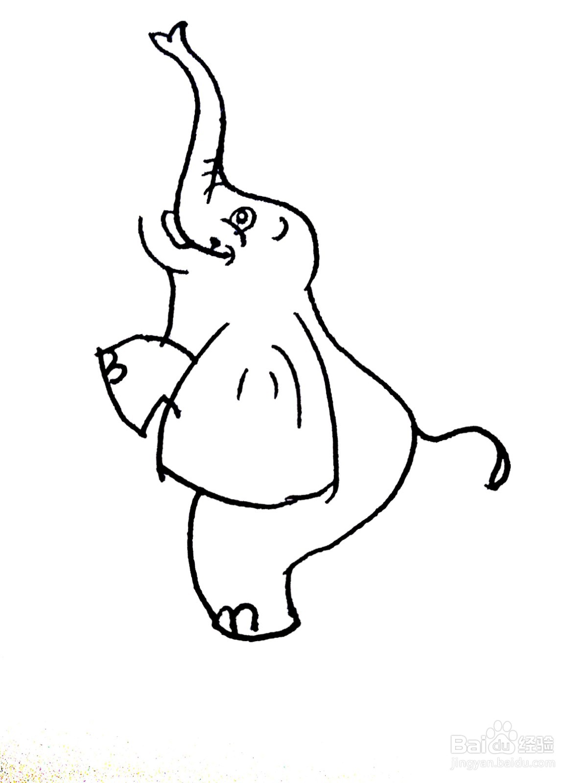 站着的大象线描画怎么画