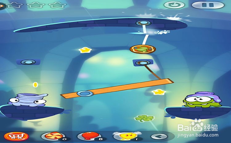 手机游戏割绳子2关卡4-1、关卡4-2三星攻略