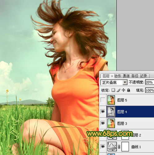怎样用Photoshop调出偏灰人物图片柔美的青绿色