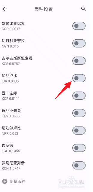 如何在小星记账开启印尼卢比