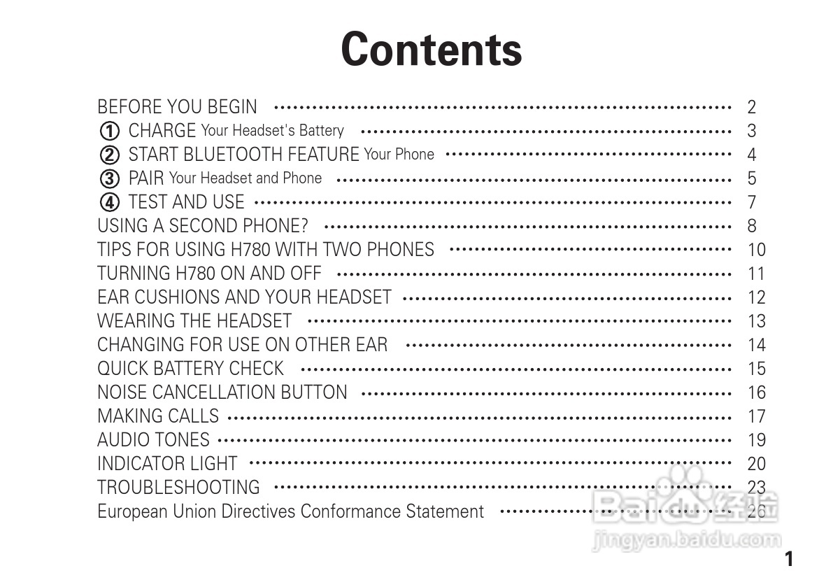 摩托罗拉H780蓝牙耳机使用说明书:[1]