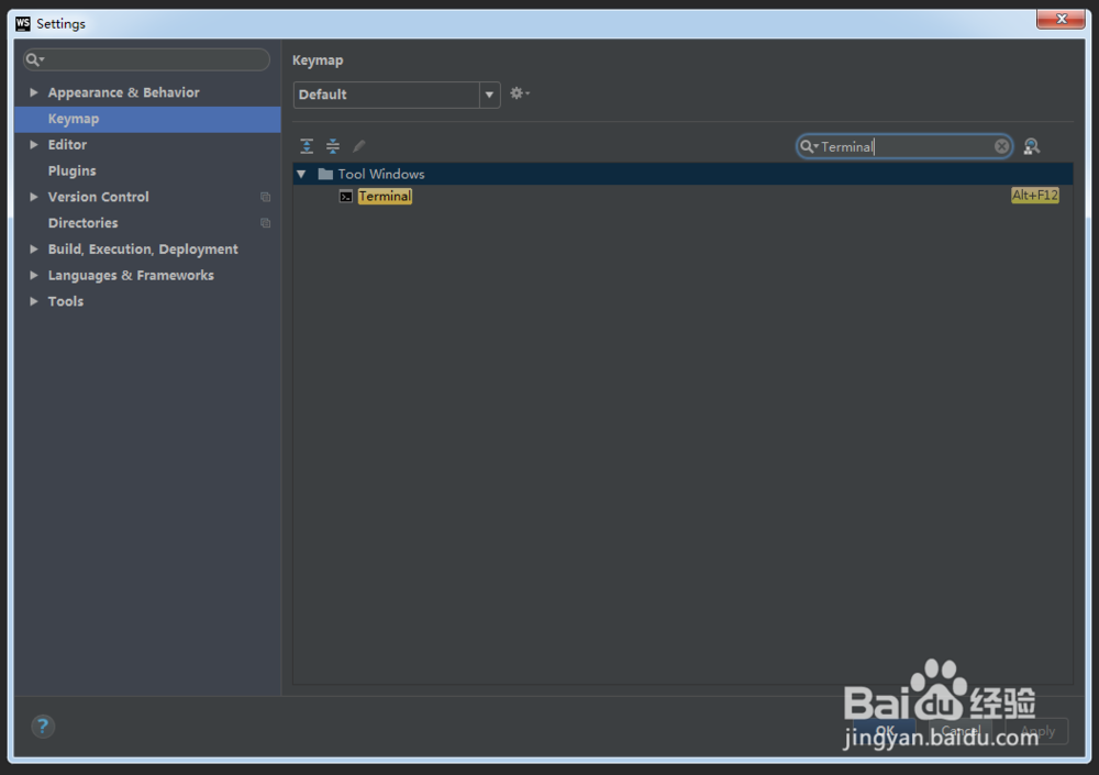 如何在webstorm设置自定义快捷键显示控制终端