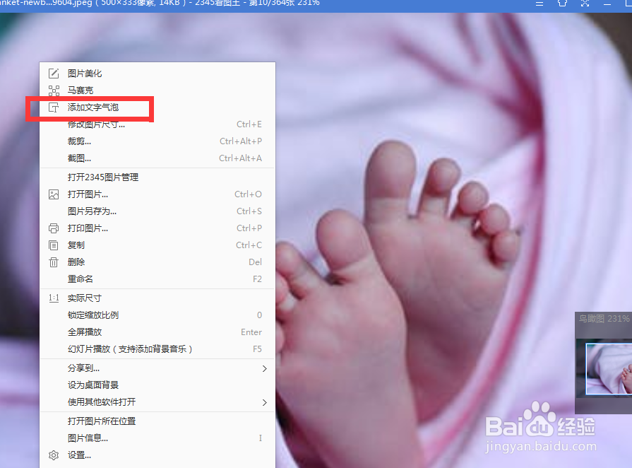 如何使用2345看图王的添加气泡文字功能？