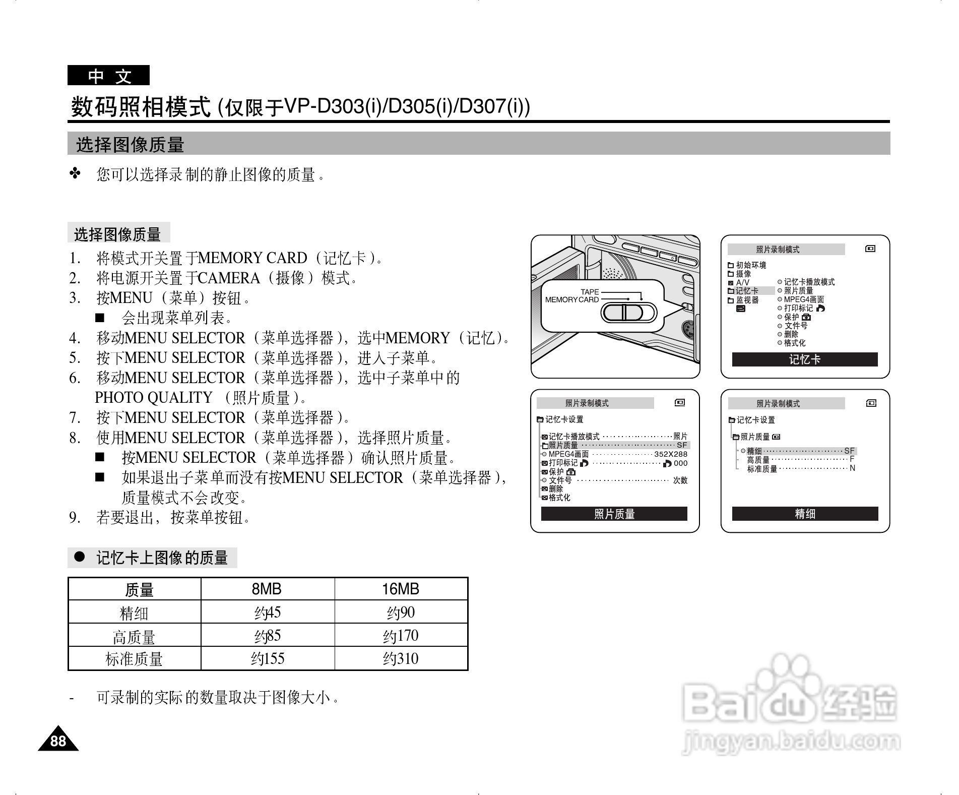 三星VP-D301(i)数字摄录一体机用户说明书:[9]
