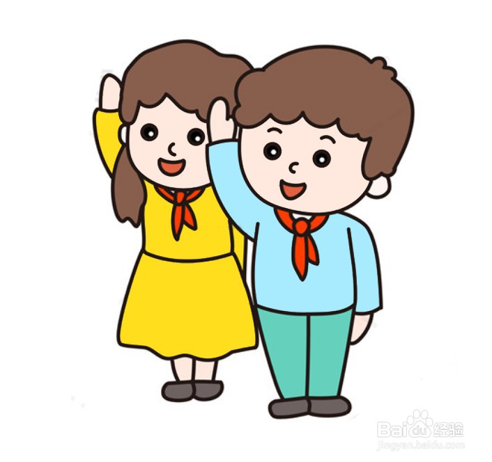 两个小朋友简笔画