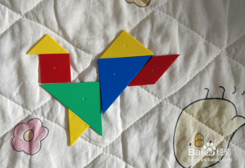 用七巧板智力拼图怎么拼一只长尾观赏鸡？