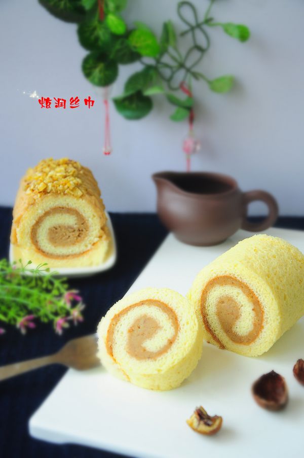 戚风栗蓉蛋糕卷